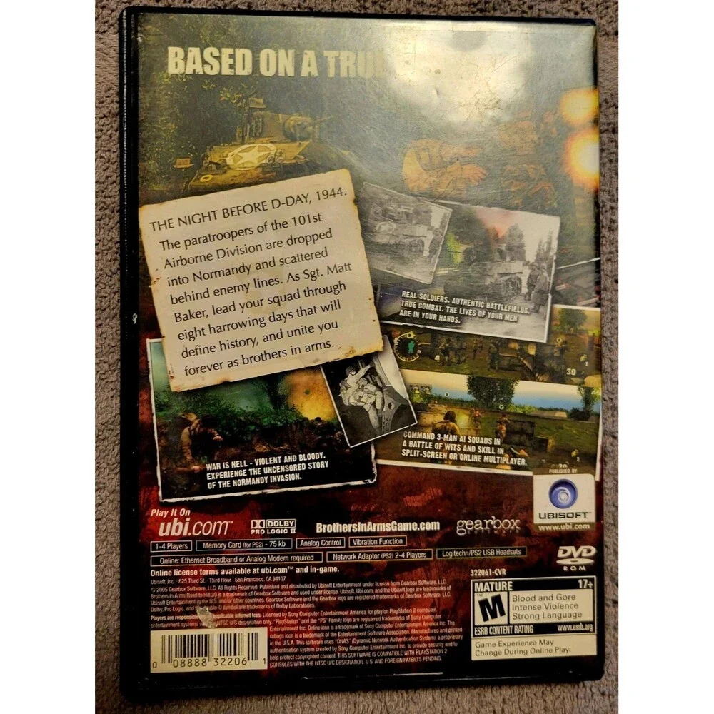Brothers in Arms: Road to Hill 30 (Sony PlayStation 2, PS2, 2005) FAST SHIPPING